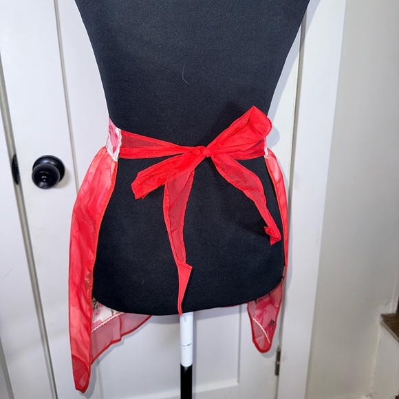 Vintage Floral Red & Pink Apron - Reversible NWT - Picture 8 of 11